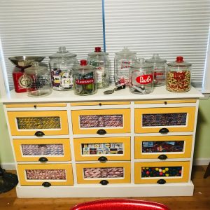 Antique Storage Cabinet Glass front 9 drawer Candy counter Farmhouse Cottage Bathroom Kitchen Dining Room Living Room Display cabinet France