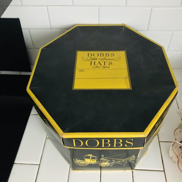 Genuine Vintage hat box Dobbs Fifth Avenue collectible display storage farmhouse cottage stackable storage movie theater prop mens hats