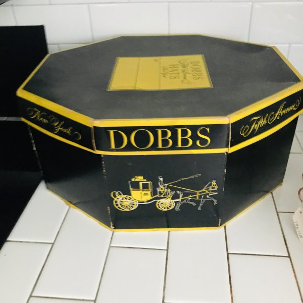 Genuine Vintage hat box Dobbs Fifth Avenue collectible display storage farmhouse cottage stackable storage movie theater prop mens hats