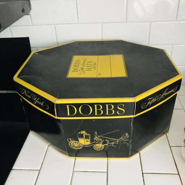 Genuine Vintage hat box Dobbs Fifth Avenue collectible display storage farmhouse cottage stackable storage movie theater prop mens hats