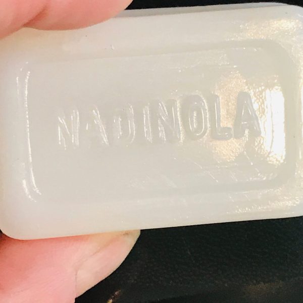 Vintage Face cream box opalescent Nadinola white milk glass vanity jar rectangular lidded vanity container collectible bathroom decor