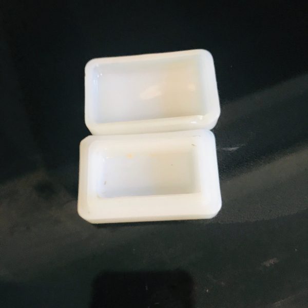 Vintage Face cream box opalescent Nadinola white milk glass vanity jar rectangular lidded vanity container collectible bathroom decor