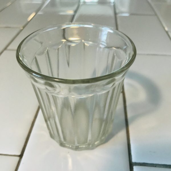 Vintage Paneled Depression glass tumbler juice glass wide rim clear collectible farmhouse display bathroom vanity water glass