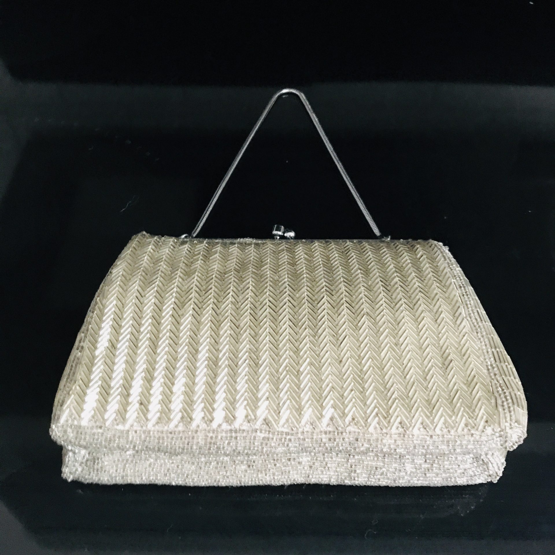 Vintage Silver Beaded Purse Made in Hong Kong