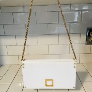 Vintage Purse White Lucite Hard Side clutch or shoulder bag  Meyer's USA collectible display movie prop tv theater display Like New