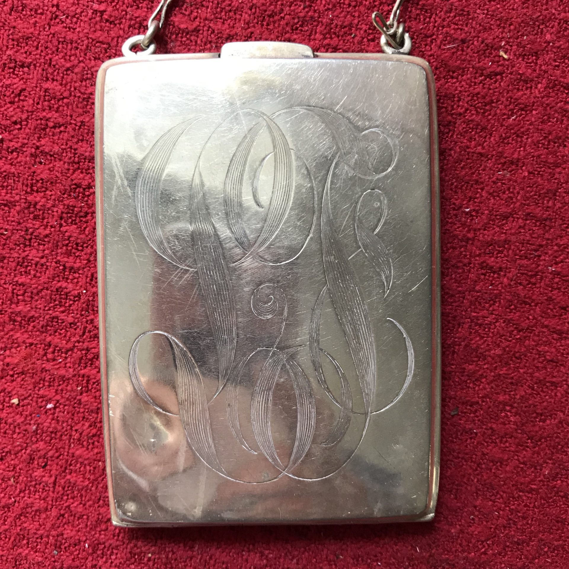 At Auction: (2) ENGLISH STERLING SILVER PURSE ON CHAIN & CIGARETTE CASE