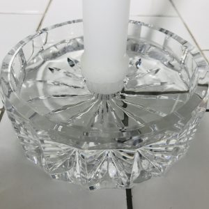 Vintage crystal candlestick holder Poland New old stock elegant cut crystal paneled edge