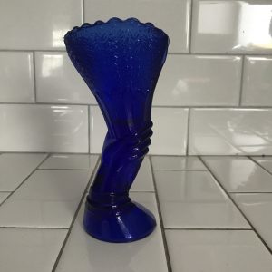 Vintage Hand vase cobalt blue great detail farmhouse collectible home decor farmhouse cottage