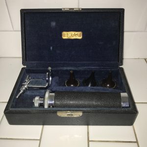 Vintage Otoscope Medical Device To Look in Ears in Original latching box Working Medical Collectible Boehm Rochester NY