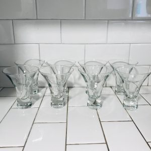 Vintage Set of 8 Cordials Mod shape heavy bottoms Fine dining elegant dining collectible home decor display glass stemware