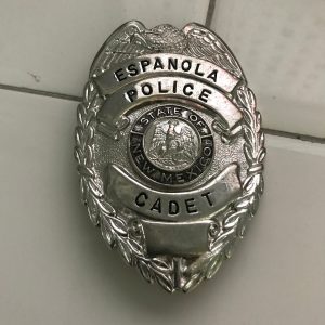 Obsolete Badge Espanola Police Cadet New Mexico Shield badge Excellent condition collectible display 3 1/4" long Blackington