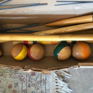 Vintage Family Croquet set all wooden 1970's full set in original box yard lawn family summer games