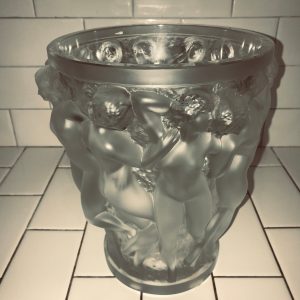 Lalique Bacchantes NUDE Frosted Crystal Vase, France, Signed MINT! 1927 10" tall Cut Crystal Early Mid Century Lalique fine quality Vase