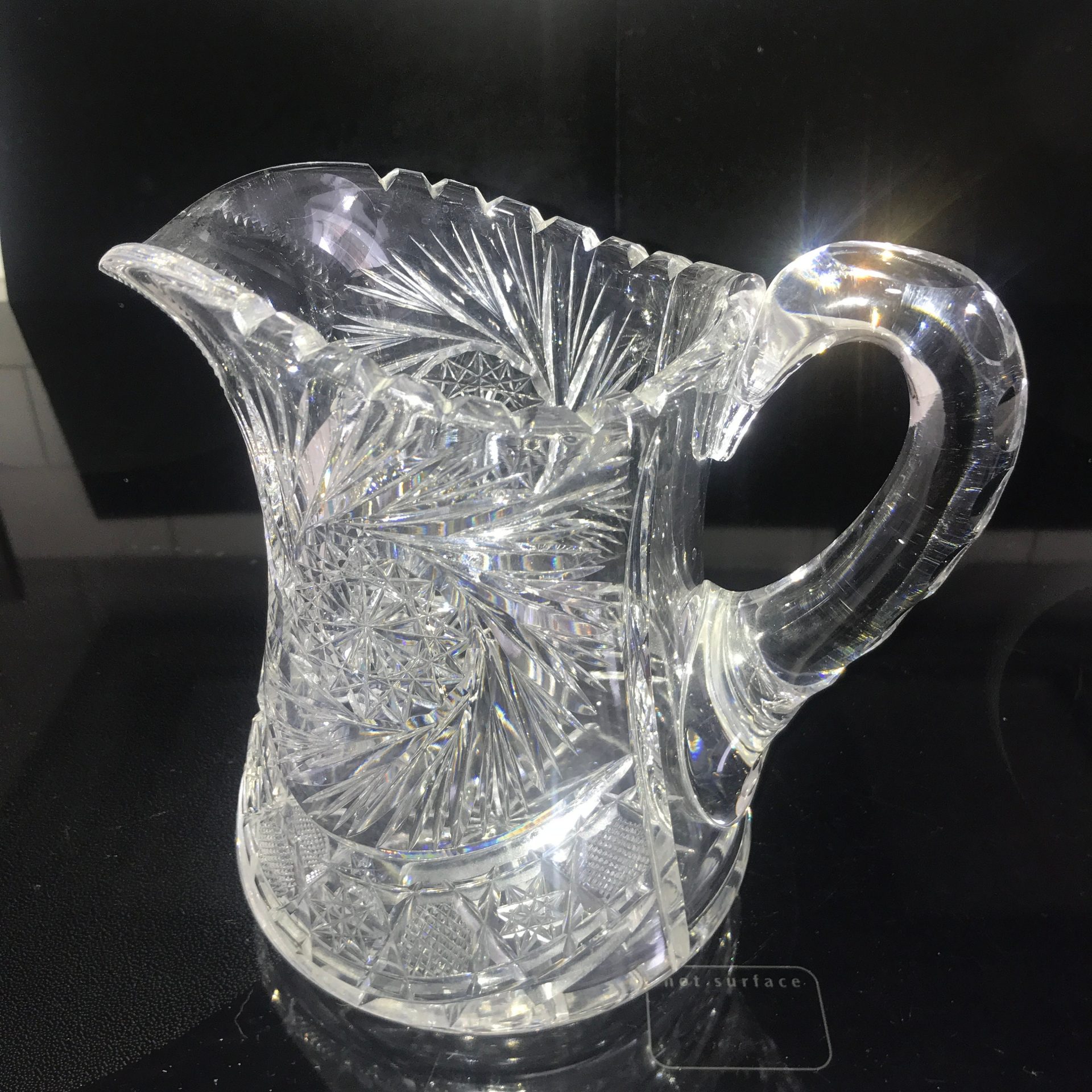 Rare 1 Gallon German US Zone Sterling Top Cut Glass Pitcher
