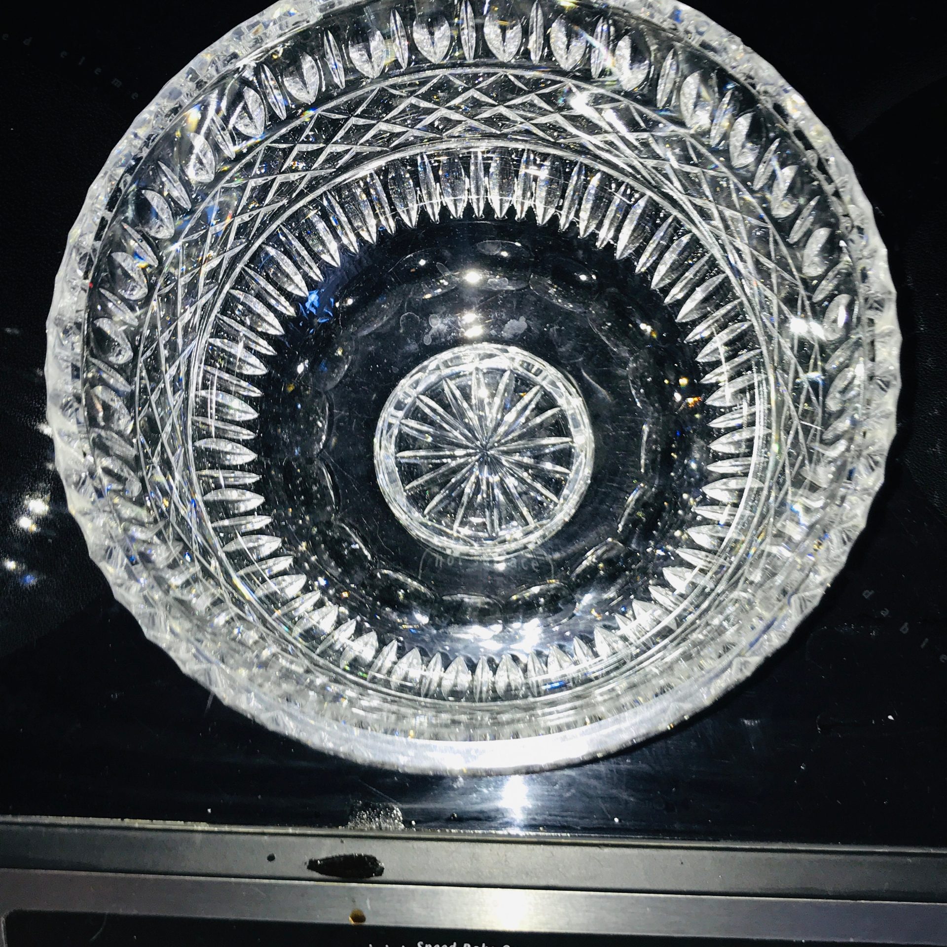 Large Glass Salad Bowl With a Beautiful Cut. 