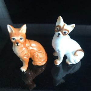 Vintage Pair of Cat Figurines Fine Bone China Quality cottage display farmhouse shabby chic collectible home decor crazy cat lady cat lover