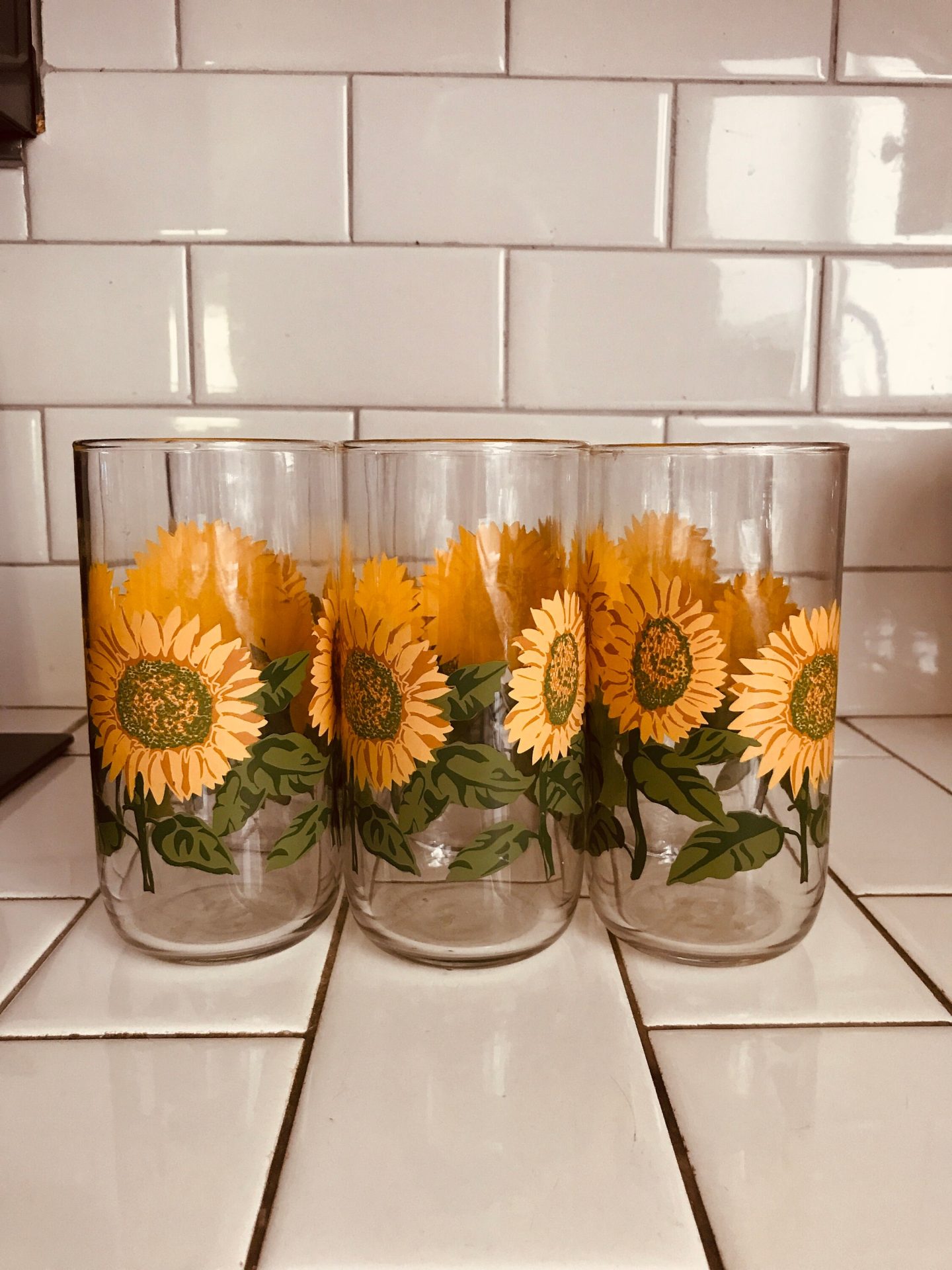 Sunflower glass cup 16oz libby cup