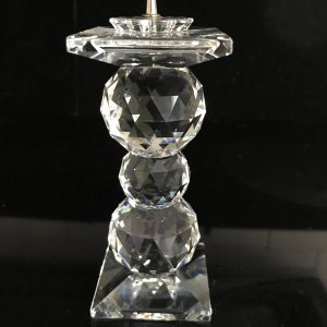 Vintage Swarovski crystal candlestick holder elegant cut crystal paneled golf ball style edges collectible display taper holder